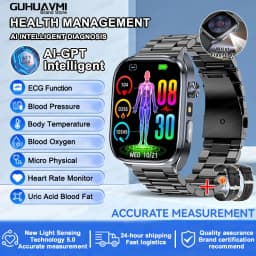 2026 New Body Fat Analysis Health Smart Watch For Men Women ECG Heart Uric Acid Blood Pressure 2.0" AMOLED Clock Call Smartwatch