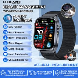 2026 New Body Fat Analysis Health Smart Watch For Men Women ECG Heart Uric Acid Blood Pressure 2.0" AMOLED Clock Call Smartwatch