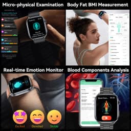 2026 New Body Fat Analysis Health Smart Watch For Men Women ECG Heart Uric Acid Blood Pressure 2.0" AMOLED Clock Call Smartwatch