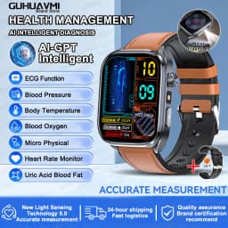 2026 New Body Fat Analysis Health Smart Watch For Men Women ECG Heart Uric Acid Blood Pressure 2.0" AMOLED Clock Call Smartwatch