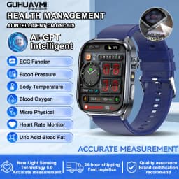 2026 New Body Fat Analysis Health Smart Watch For Men Women ECG Heart Uric Acid Blood Pressure 2.0" AMOLED Clock Call Smartwatch