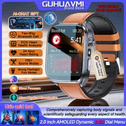 2026 New Body Fat Analysis Health Smart Watch For Men Women ECG Heart Uric Acid Blood Pressure 2.0" AMOLED Clock Call Smartwatch