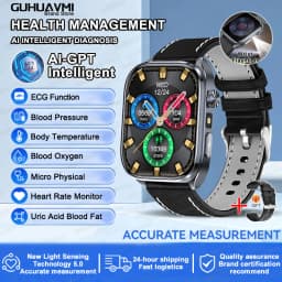 2026 New Body Fat Analysis Health Smart Watch For Men Women ECG Heart Uric Acid Blood Pressure 2.0" AMOLED Clock Call Smartwatch