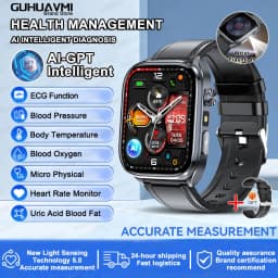 2026 New Body Fat Analysis Health Smart Watch For Men Women ECG Heart Uric Acid Blood Pressure 2.0" AMOLED Clock Call Smartwatch