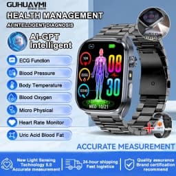 2026 New Body Fat Analysis Health Smart Watch For Men Women ECG Heart Uric Acid Blood Pressure 2.0" AMOLED Clock Call Smartwatch