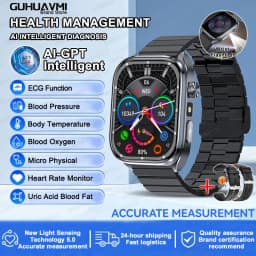 2026 New Body Fat Analysis Health Smart Watch For Men Women ECG Heart Uric Acid Blood Pressure 2.0" AMOLED Clock Call Smartwatch