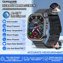 2026 New Body Fat Analysis Health Smart Watch For Men Women ECG Heart Uric Acid Blood Pressure 2.0" AMOLED Clock Call Smartwatch