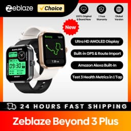 New Zeblaze Beyond 3 Plus GPS Smart Watch 1.78'' AMOLED Display Built-in Alexa Make/Receive Phone Calls 3ATM Sports Smartwatch