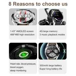 Z30 Pro Smart Watch Men Women Waterproof Wrist Watches 1.43" AMOLED Smartwatch Men Fitness Bracelet Local Music Wristwatch Clock