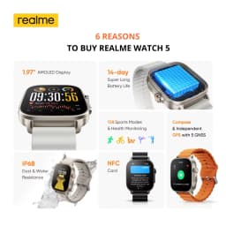 realme watch 5 1.97" 600nits AMOLED 460mAh 14-Day Battery Life 300+ Themes Support GPS GNSS Global Version 100% original
