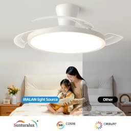 IRALAN Modern Invisible Ceiling Fan with LED Light DC Motor Large Air Volume Remote Control for Bedroom Dining Room