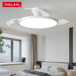 IRALAN Modern Invisible Ceiling Fan with LED Light DC Motor Large Air Volume Remote Control for Bedroom Dining Room