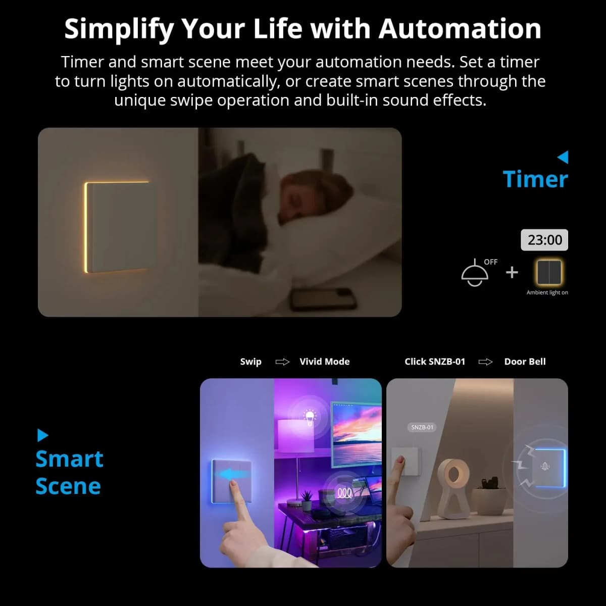 SONOFF Ultimate T5 Smart Wall Switch TX Full Touch Access LED Light Edge Multi-Sensory EWeLink Remote Control Via Alexa Google