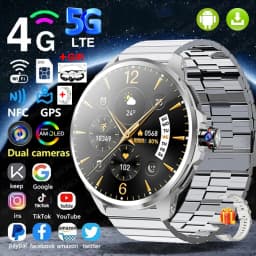 4G Full Network GPS Smart Watch 720*720 AMOLED 2100mah 16GB+256GB RAM Camera Video Call WIFI Google APPS Download 5G Smartwatch