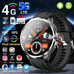 4G Full Network GPS Smart Watch 720*720 AMOLED 2100mah 16GB+256GB RAM Camera Video Call WIFI Google APPS Download 5G Smartwatch