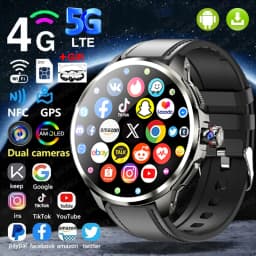 4G Full Network GPS Smart Watch 720*720 AMOLED 2100mah 16GB+256GB RAM Camera Video Call WIFI Google APPS Download 5G Smartwatch