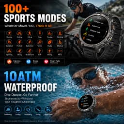 Military TANK Smart Watch 1400mAh Big Battery 10ATM Waterproof Rugged Outdoor SOS Alert Heart Rate Fitness Trackr Smart Bracelet