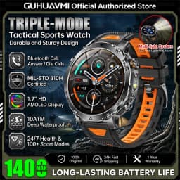 Military TANK Smart Watch 1400mAh Big Battery 10ATM Waterproof Rugged Outdoor SOS Alert Heart Rate Fitness Trackr Smart Bracelet