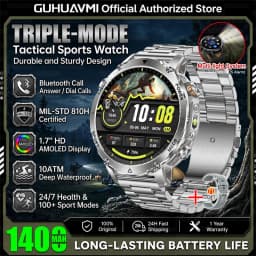 Military TANK Smart Watch 1400mAh Big Battery 10ATM Waterproof Rugged Outdoor SOS Alert Heart Rate Fitness Trackr Smart Bracelet