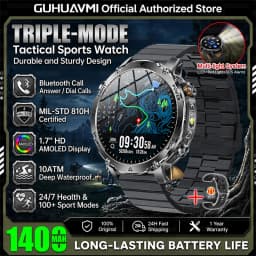 Military TANK Smart Watch 1400mAh Big Battery 10ATM Waterproof Rugged Outdoor SOS Alert Heart Rate Fitness Trackr Smart Bracelet