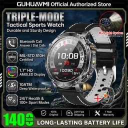 Military TANK Smart Watch 1400mAh Big Battery 10ATM Waterproof Rugged Outdoor SOS Alert Heart Rate Fitness Trackr Smart Bracelet