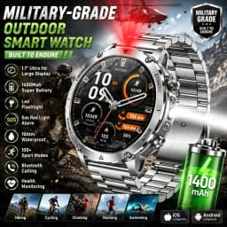 Military TANK Smart Watch 1400mAh Big Battery 10ATM Waterproof Rugged Outdoor SOS Alert Heart Rate Fitness Trackr Smart Bracelet