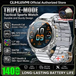 Military TANK Smart Watch 1400mAh Big Battery 10ATM Waterproof Rugged Outdoor SOS Alert Heart Rate Fitness Trackr Smart Bracelet