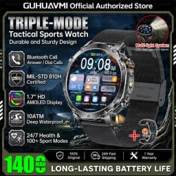 Military TANK Smart Watch 1400mAh Big Battery 10ATM Waterproof Rugged Outdoor SOS Alert Heart Rate Fitness Trackr Smart Bracelet