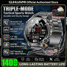 Military TANK Smart Watch 1400mAh Big Battery 10ATM Waterproof Rugged Outdoor SOS Alert Heart Rate Fitness Trackr Smart Bracelet