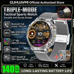 Military TANK Smart Watch 1400mAh Big Battery 10ATM Waterproof Rugged Outdoor SOS Alert Heart Rate Fitness Trackr Smart Bracelet