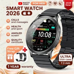 2026 New Ultra-thin Smart Watch For Women 466*466 AMOLED Display Sports Watches BT Call Digital Health Tracker Ladies Smartwatch
