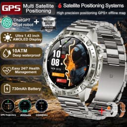 2026 New Army grade TANK GPS Offline Maps Smart Watch 10ATM Waterproof Sports Compass Heart rate HD Bluetooth call Smart watch