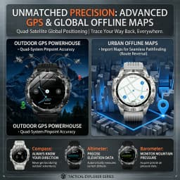 2026 New Army grade TANK GPS Offline Maps Smart Watch 10ATM Waterproof Sports Compass Heart rate HD Bluetooth call Smart watch