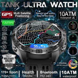 2026 New Army grade TANK GPS Offline Maps Smart Watch 10ATM Waterproof Sports Compass Heart rate HD Bluetooth call Smart watch