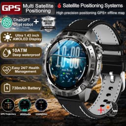 2026 New Army grade TANK GPS Offline Maps Smart Watch 10ATM Waterproof Sports Compass Heart rate HD Bluetooth call Smart watch