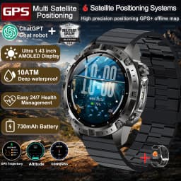 2026 New Army grade TANK GPS Offline Maps Smart Watch 10ATM Waterproof Sports Compass Heart rate HD Bluetooth call Smart watch