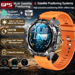 2026 New Army grade TANK GPS Offline Maps Smart Watch 10ATM Waterproof Sports Compass Heart rate HD Bluetooth call Smart watch