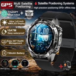 2026 New Army grade TANK GPS Offline Maps Smart Watch 10ATM Waterproof Sports Compass Heart rate HD Bluetooth call Smart watch