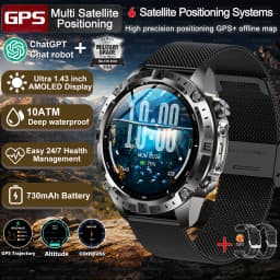2026 New Army grade TANK GPS Offline Maps Smart Watch 10ATM Waterproof Sports Compass Heart rate HD Bluetooth call Smart watch