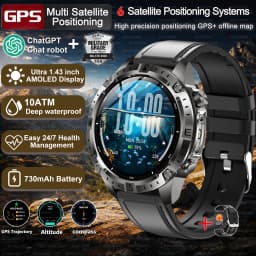 2026 New Army grade TANK GPS Offline Maps Smart Watch 10ATM Waterproof Sports Compass Heart rate HD Bluetooth call Smart watch