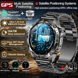 2026 New Army grade TANK GPS Offline Maps Smart Watch 10ATM Waterproof Sports Compass Heart rate HD Bluetooth call Smart watch