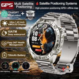 2026 New Army grade TANK GPS Offline Maps Smart Watch 10ATM Waterproof Sports Compass Heart rate HD Bluetooth call Smart watch