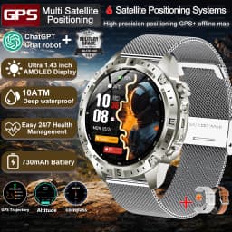 2026 New Army grade TANK GPS Offline Maps Smart Watch 10ATM Waterproof Sports Compass Heart rate HD Bluetooth call Smart watch