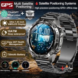 2026 New Army grade TANK GPS Offline Maps Smart Watch 10ATM Waterproof Sports Compass Heart rate HD Bluetooth call Smart watch