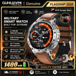 Men Rugged Steel Sport Smart Watch 1400mAh Battery 1.7" HD Bluetooth Call 10ATM Waterproof Heart Rate Fitness Trackr Smartwatch