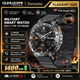 Men Rugged Steel Sport Smart Watch 1400mAh Battery 1.7" HD Bluetooth Call 10ATM Waterproof Heart Rate Fitness Trackr Smartwatch