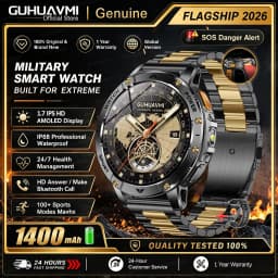 Men Rugged Steel Sport Smart Watch 1400mAh Battery 1.7" HD Bluetooth Call 10ATM Waterproof Heart Rate Fitness Trackr Smartwatch