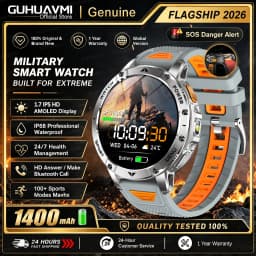 Men Rugged Steel Sport Smart Watch 1400mAh Battery 1.7" HD Bluetooth Call 10ATM Waterproof Heart Rate Fitness Trackr Smartwatch