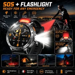 New Outdoor Sports Fitness 1.7 Inch Smart Watch 1400mAh Battery Waterproof SOS Dual-Color Flashlight BT Call Smart watch For Men