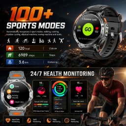 New Outdoor Sports Fitness 1.7 Inch Smart Watch 1400mAh Battery Waterproof SOS Dual-Color Flashlight BT Call Smart watch For Men